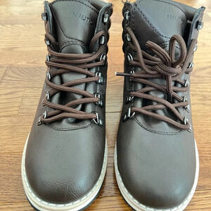 NAUTICA Alize Kids Ankle Chukka Boots Leather LaceUp Lug Sole sz Youth 3 Outdoor